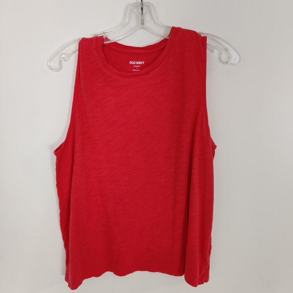 Old Navy Women's Everyday Wear Red Tank Top Size Large 100% Cotton Lightweight